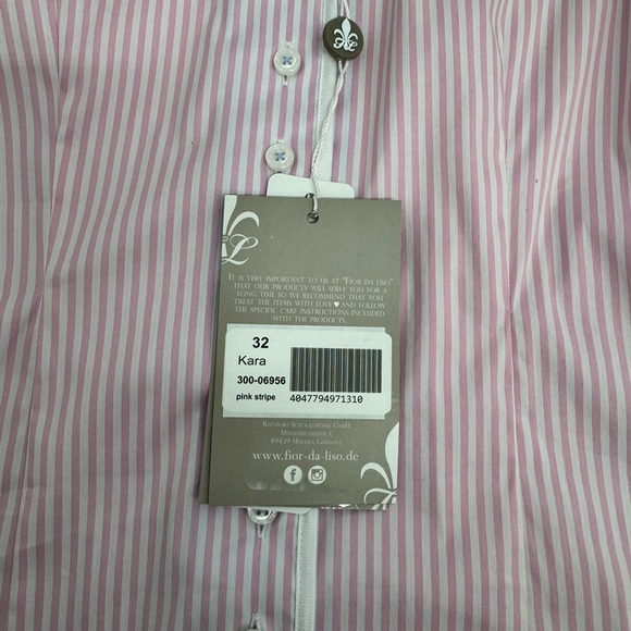NWD Fior Da Liso Kara Button Shirt Women’s US 2 Pink Striped Cotton Blend New - Picture 6 of 16
